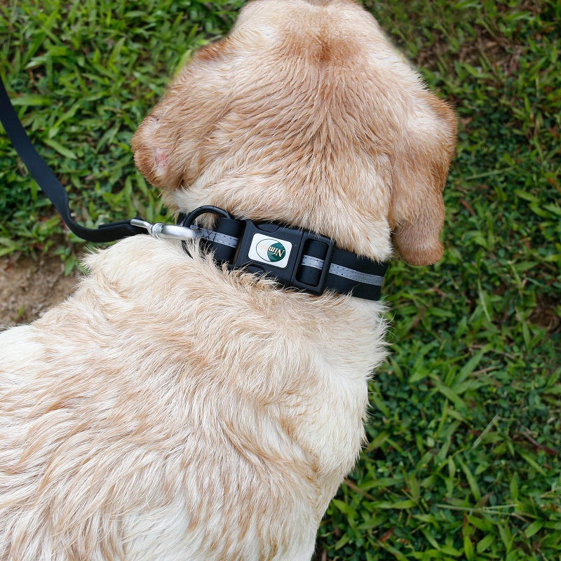 NIMBLE Dog Collar Waterproof Pet Collars Anti-Odor Durable Adjustable PVC & Polyester Soft with Reflective Cloth Stripe Basic Dog Collars S/M/L Sizes (Small (9.45â€-14.17â€inches), Black) - Image 5